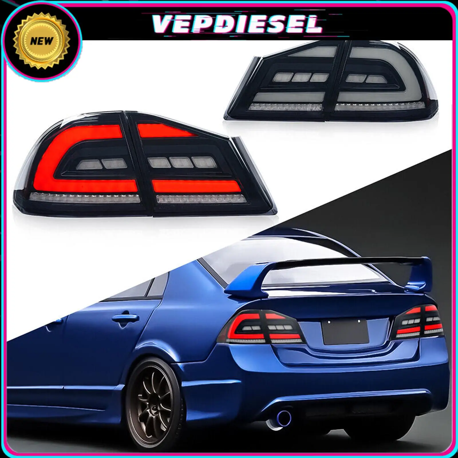 

Светодиодный задний фонарь для Honda Civic 2005-2012 FD2 последовательный задний фонарь L & R автомобильные аксессуары