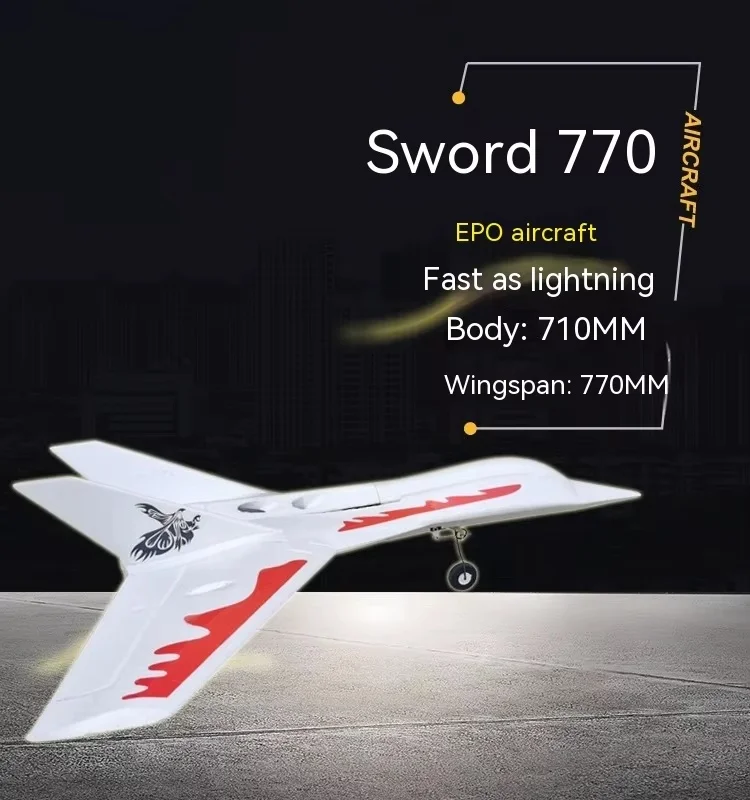 Aircraft Model Sword 770 Electric Remote Control Fixed Wing 64 Channel Racing Aircraft Epo Crash Resistant Delta Wing