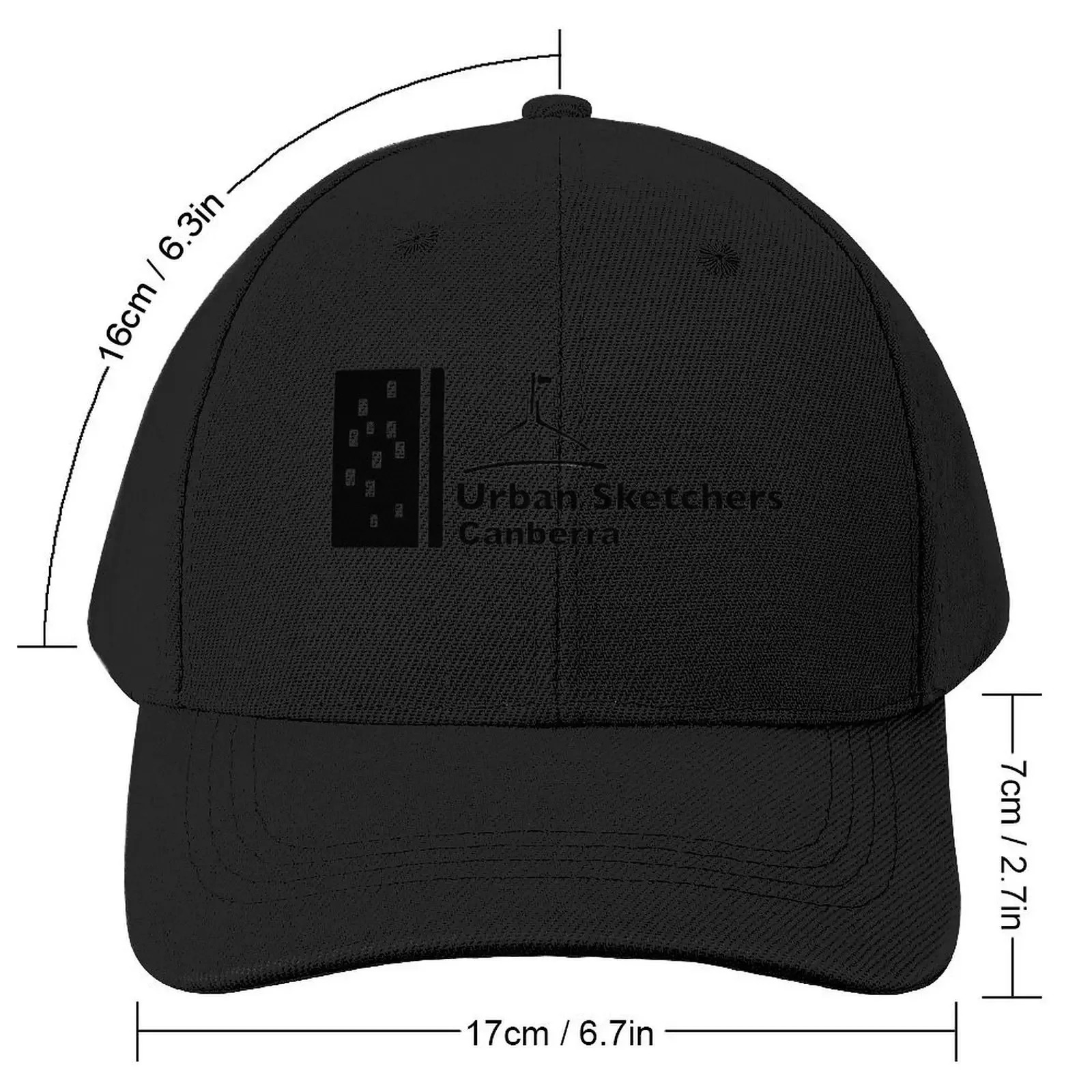 Large Black USK Canberra Logo Baseball Cap Luxury Cap funny hat Golf Wear Men Women's