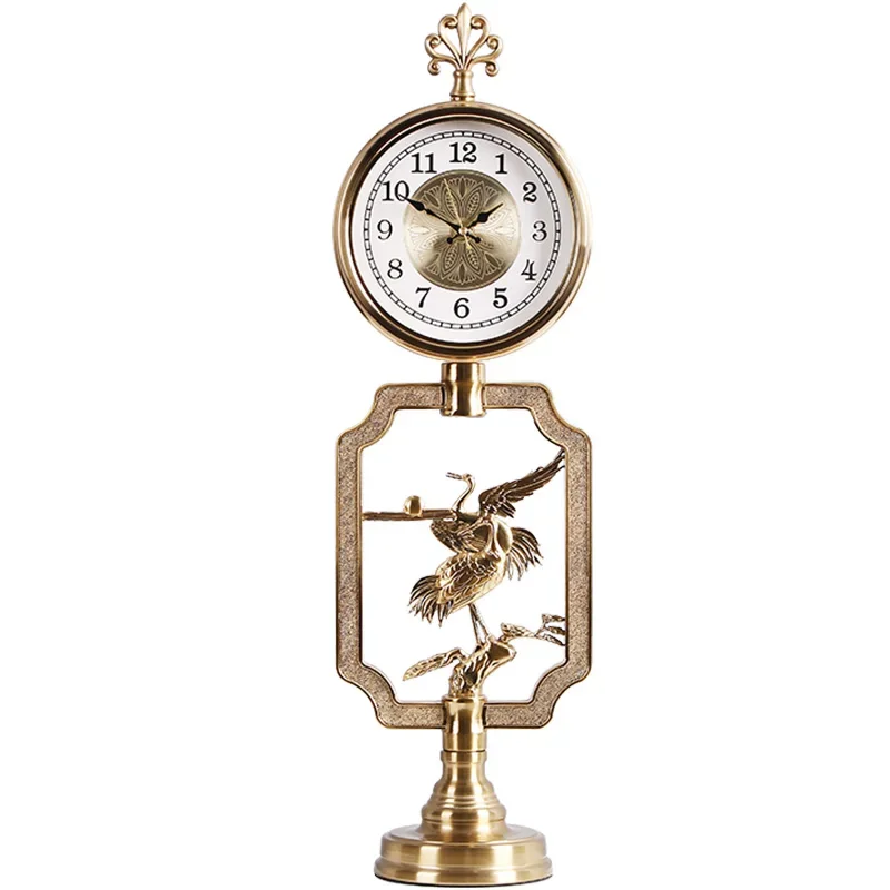 

XL Living Room Clock Copper Plated Decoration Clock Home Desktop Luxury Quartz Clock