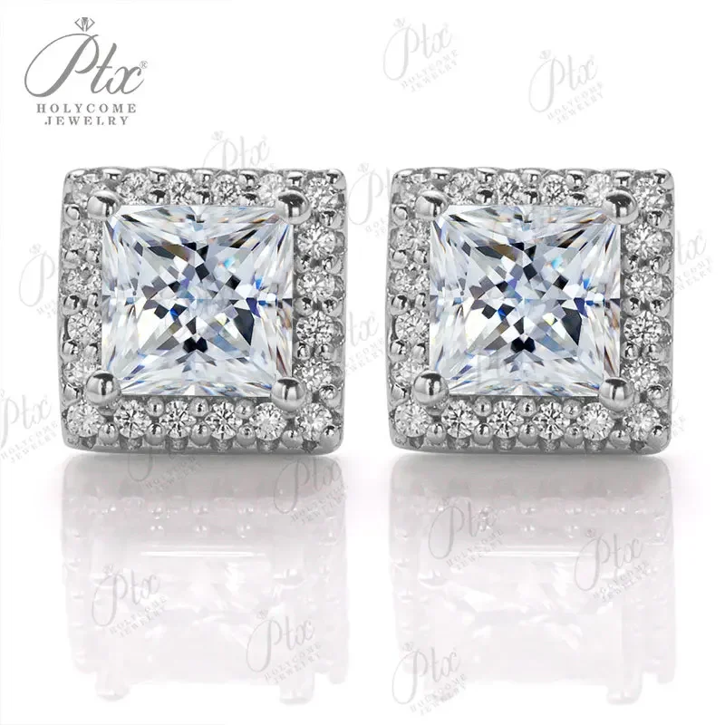 

Moissanite 100% 925 Sterling Silver Plated K White Princess Cut D Color Earring Necklace Jewelry Sets For Women Wedding Gifts