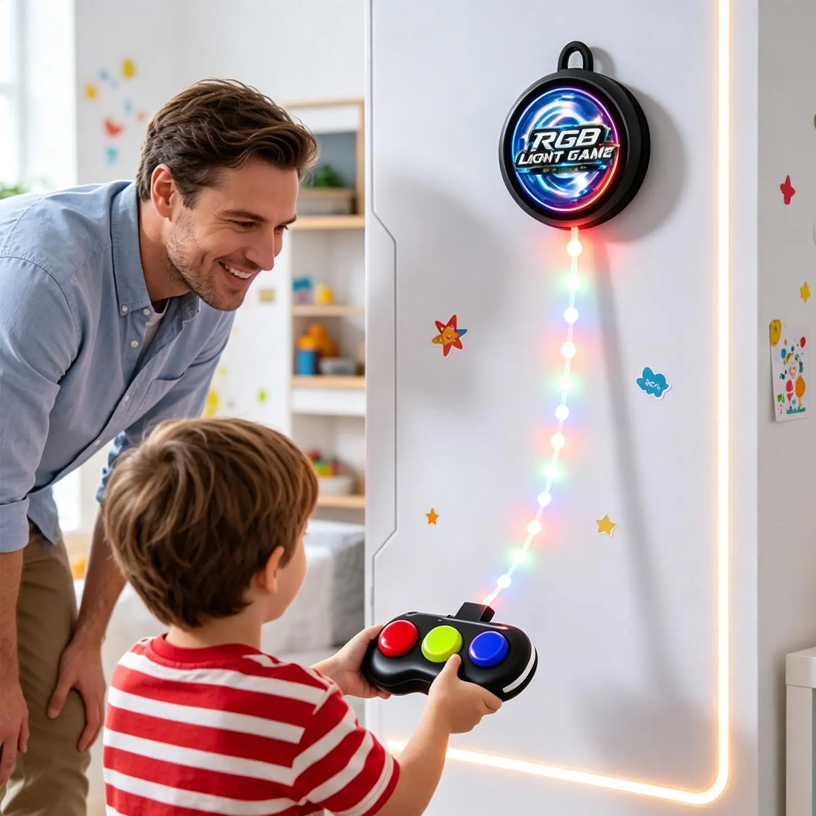 Rhythm Game Machine RGB Light Rhythm Quick Push Challenge Toys Fast Press Push Game For Boys Girls Teens Parents Families