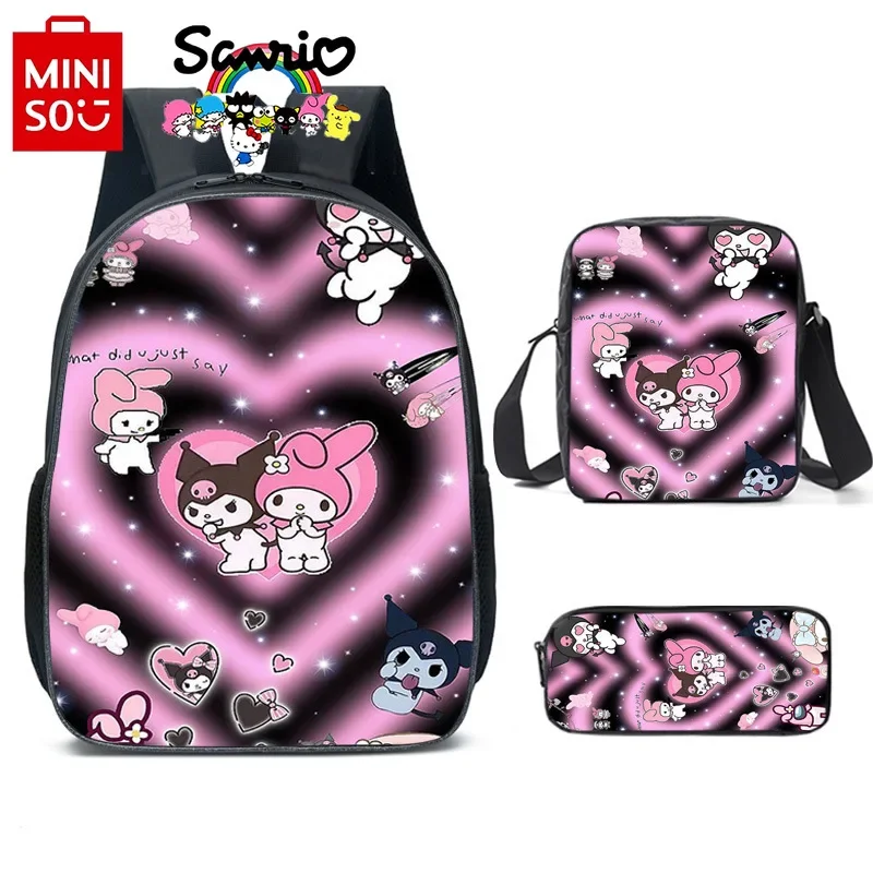 

Sanrio New Student School Bag Fashionable and High Quality Three Piece Set Backpack Cartoon Multi Functional Travel Backpack