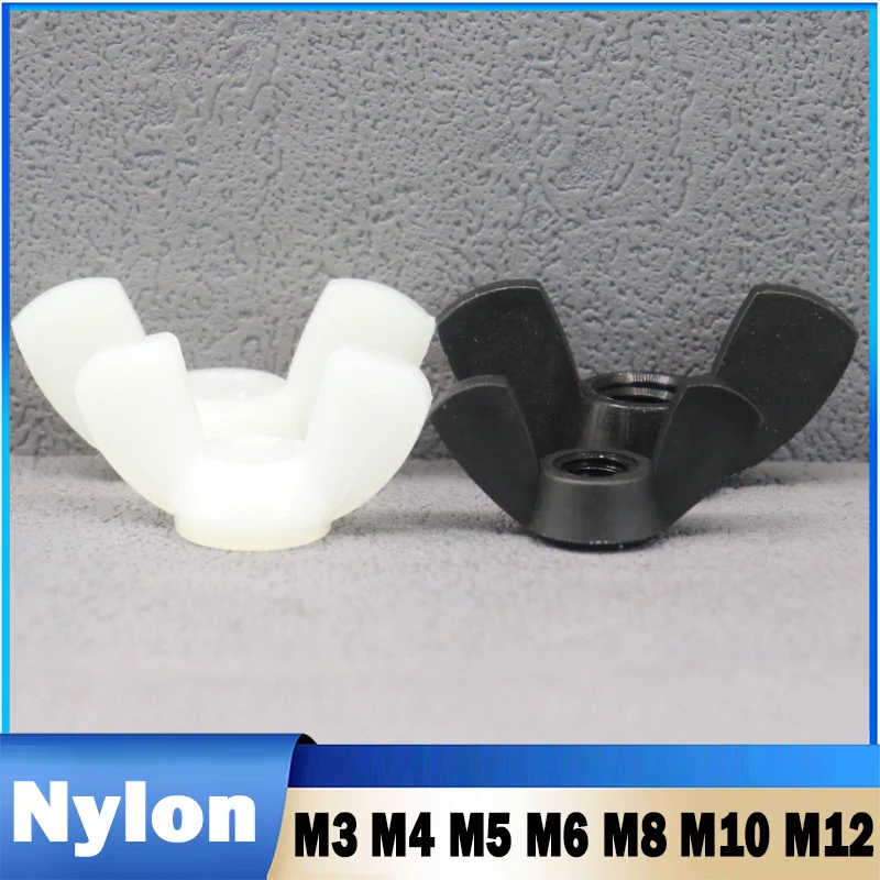 5~20Pcs M3 M4 M5 M6 M8 M10 M12 Black/White Nylon Wing Nut Butterfly Nut Ngot Plastic Insulation Thumb Nuts