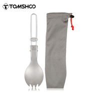 Tomshoo Titanium Folding Spork Outdoor Camping Supplies Hiking Backpacking Dinner Spork Utensil Tableware Fork Spoon for Hiking