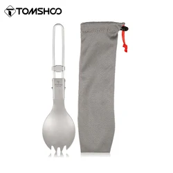 Tomshoo Titanium Folding Spork Outdoor Camping Supplies Hiking Backpacking Dinner Spork Utensil Tableware Fork Spoon for Hiking