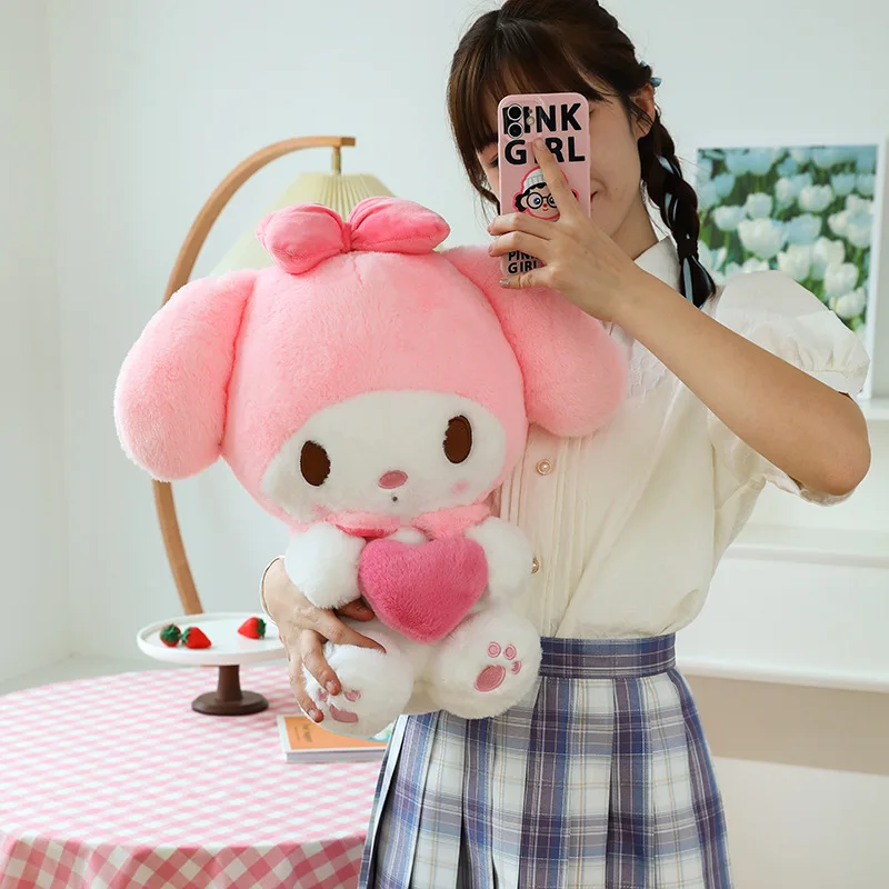 Sanrio-muñeco de peluche Kawaii de 35Cm, Kuromi My Melody, Cinnamoroll, almohada de peluche suave, decoración de la habitación, juguetes para niños,