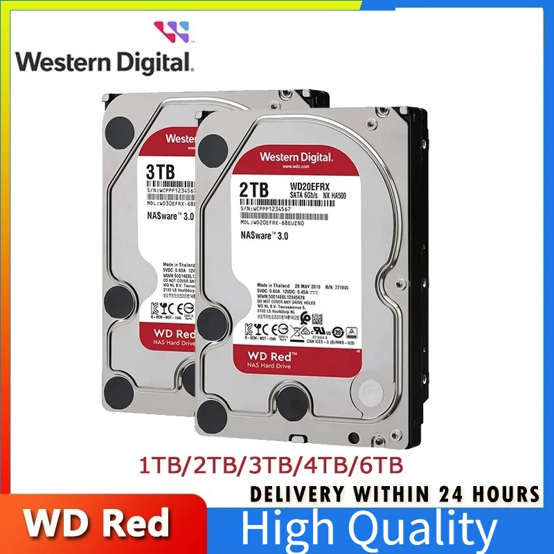 WD Red 4TB 2TB 3TB Red NAS Hard Disk Drive 3.5" 6TB Internal Hard Drive 5400RPM SATA 6Gb/s 64MB Cache For Desktop