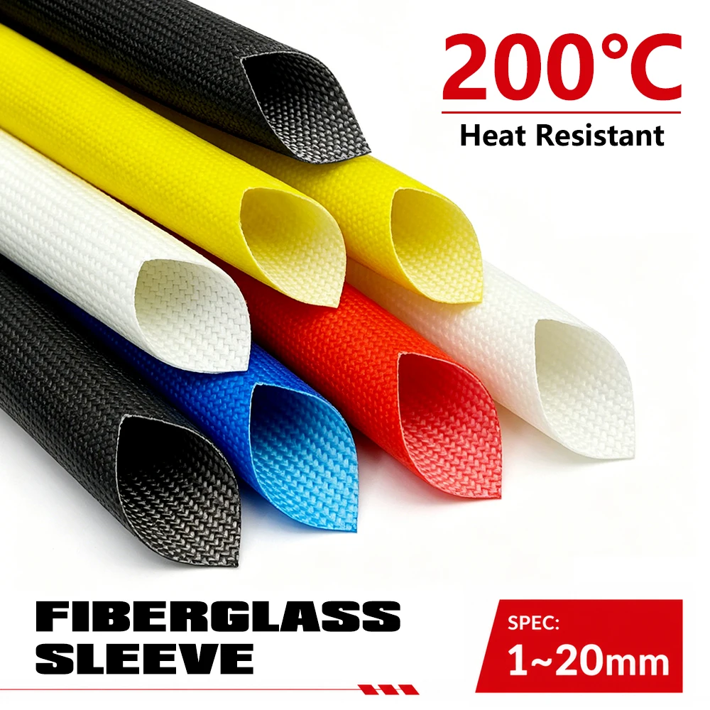 2-10 Meter ID 1 ~ 20mm Silicone Fiberglass Sleeving Flame Resistant Silicone Resin Insulate Cable Protect Tubing 200 Deg.C