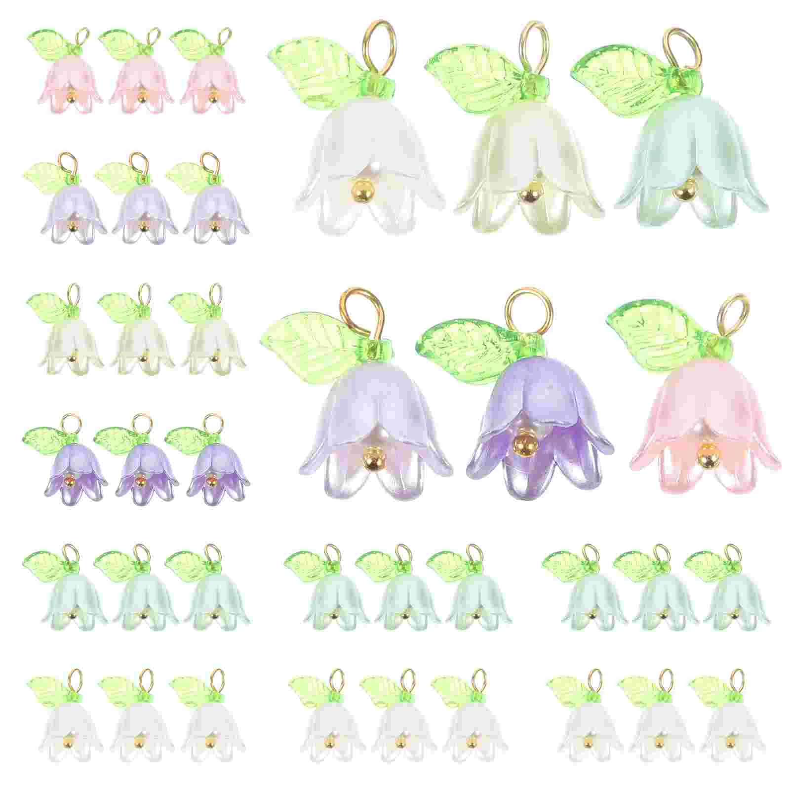 

60 Pcs Pearl Necklace Ornaments Lily of The Valley Charms Flower Pendant Lighting for Jewelry Making Delicate Pendants DIY