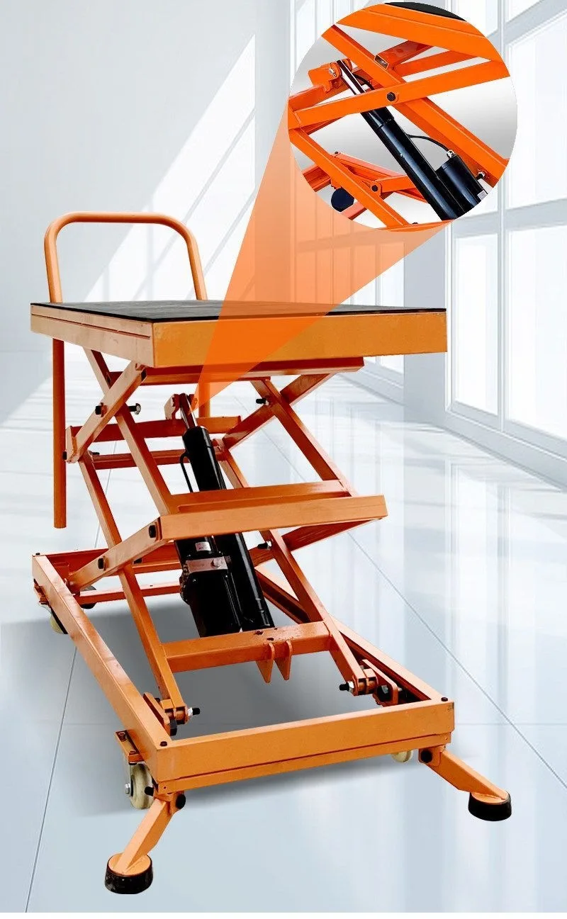 Electric hydraulic lifting stool movable decoration wall plastering tile foot-operated folding trolley