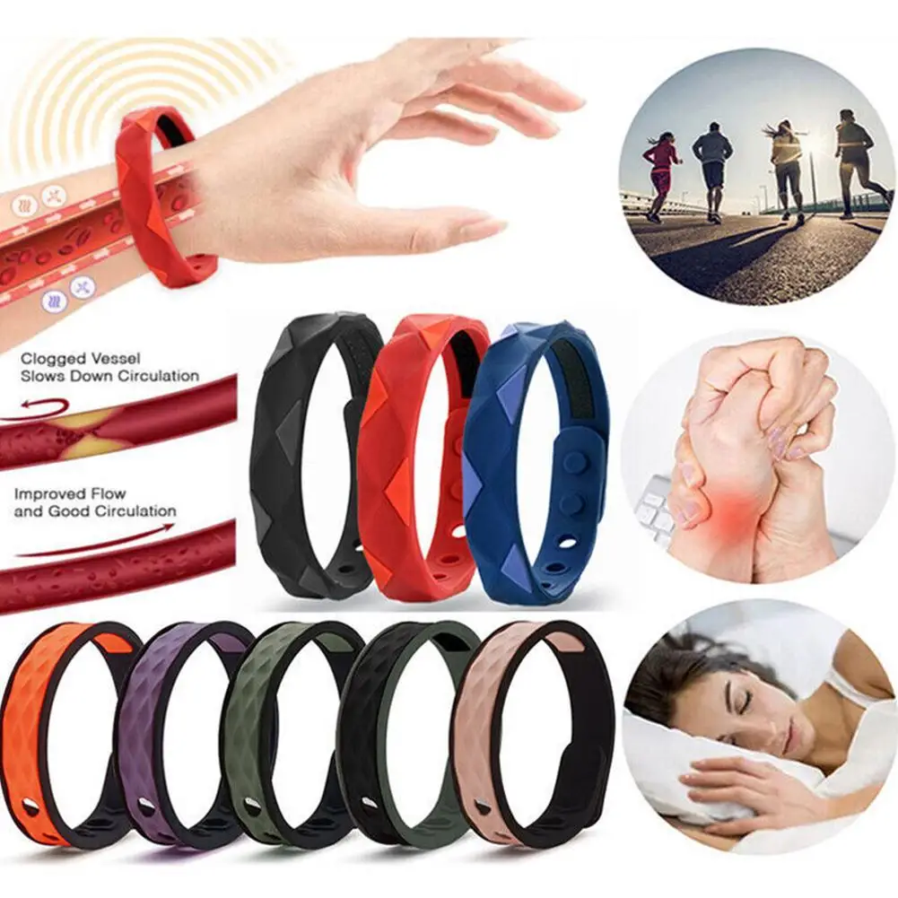 

3Pcs Sugar Regulator Bangle 6-hole Adjustable Healthify Silicone Sports Bracelet Wristband Bracelet Negative Ions Wristband