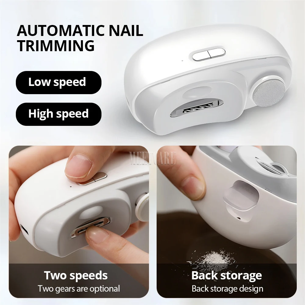 Electric Nail Clipper 2-in-1 Manicure Polishing Machine for Adult And Baby Fingernails - Automatic Trimmer And Cutter Grinder