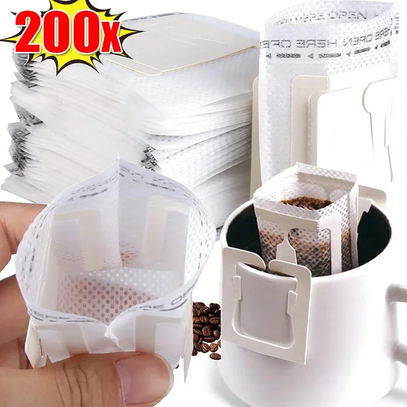 200/50pcs Coffee Filter Bags Disposable Drip Coffee Paper Pack Portable Hanging Ear Espresso Coffee Tea Making Tool Accessories