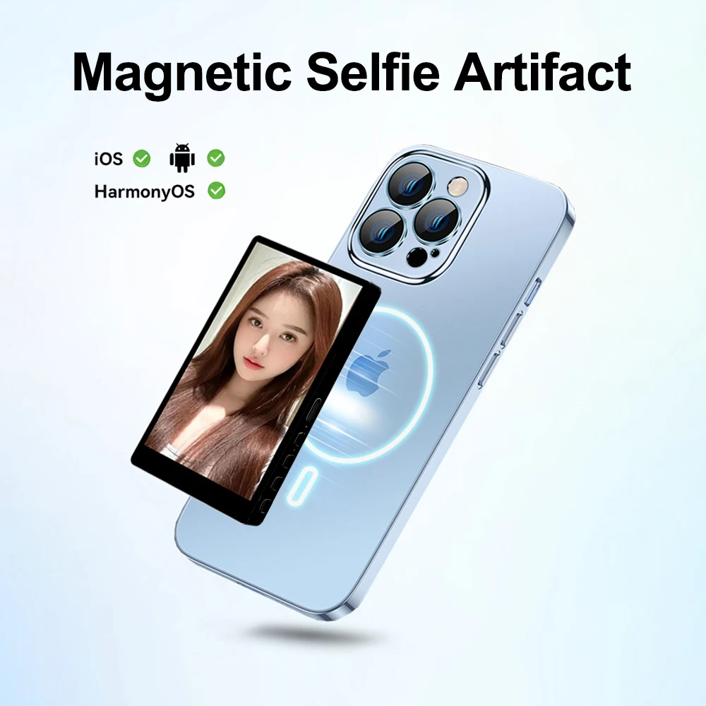 CARQSENG PT001 Magnetic WiFi Wireless Selfie Assist Photo Mobile Phone Rear Camera Real-Time Splitter Screen for Magsafe