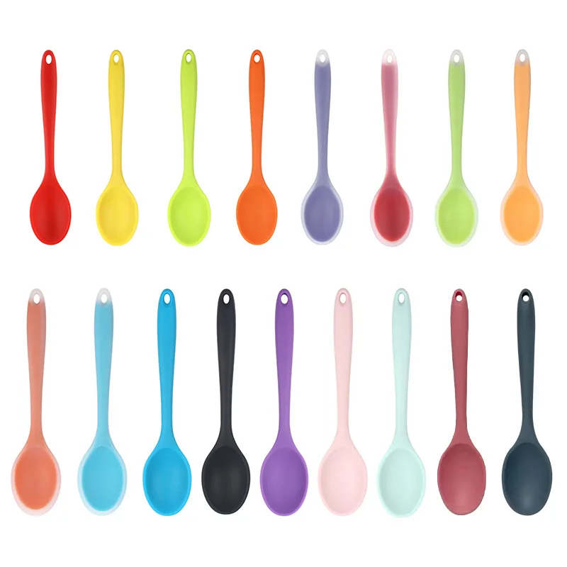 Colher colorida de silicone Resistente ao calor Colheres de arroz antiaderente Utensílios de cozinha Colher de aprendizado de utensílios de cozinha