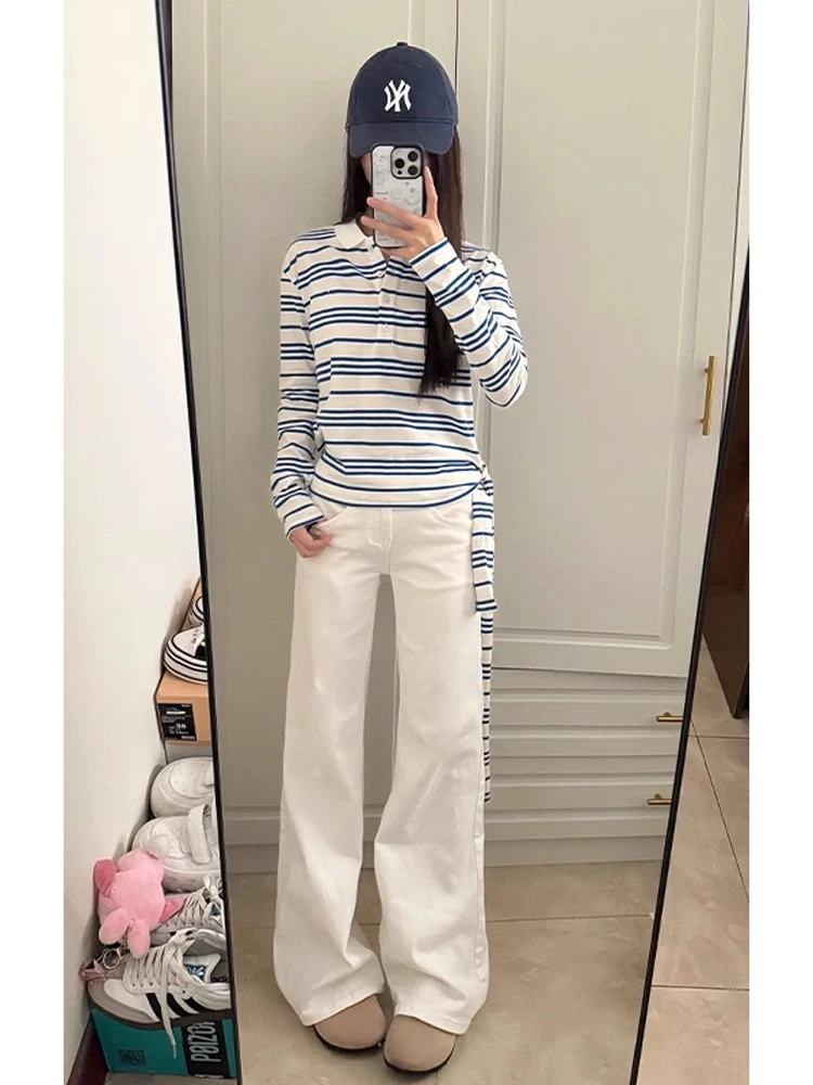 

Cleanfit расклешенные джинсы с высокой талией, мужские осенние длинные облегающие прямые джинсы белого цвета, молодежные джинсы-стойка