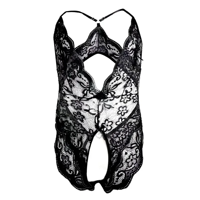 Solid color simple transparent lace one-piece tights corset, men's suspender jumpsuit CMK003