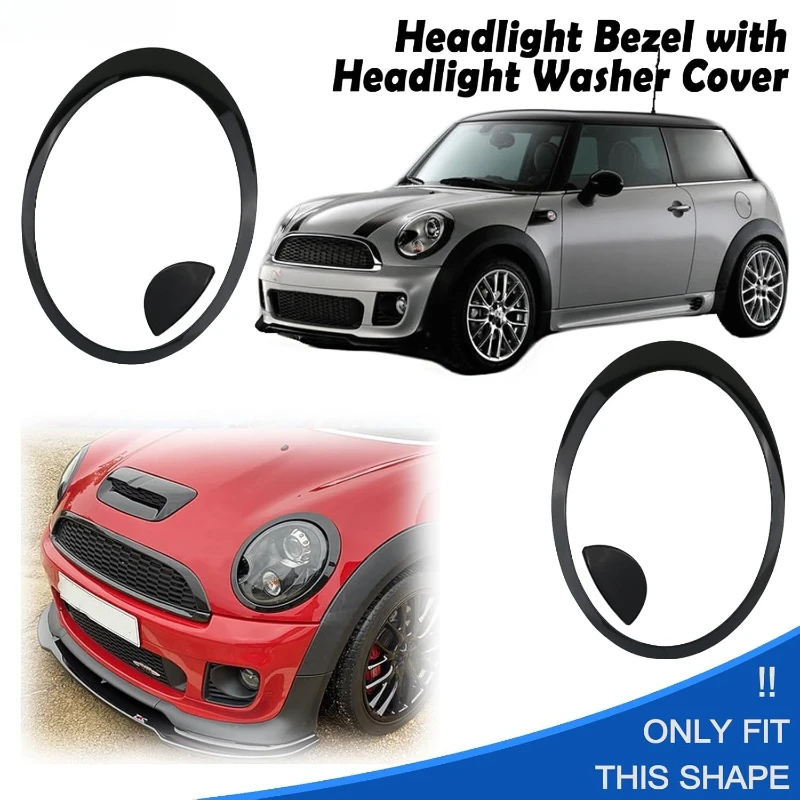 

Car Headlight Frame Cover For MINI Cooper R55 R56 R57 R58 R59 2007-2015 Black Water Nozzle Cover Replace 51137149905 61672752559