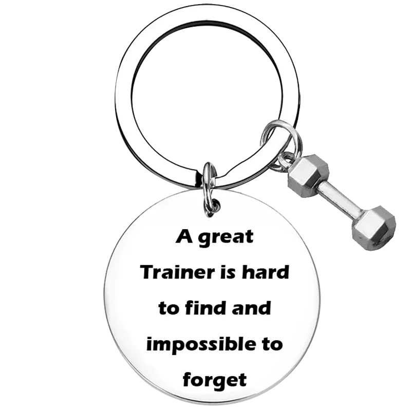 Trainer Gift Keychain Fitness Great Trainer Is Hard to Find Exercise Key Rings Weighted Barbell Dumbbell Charm, Workout Gifts