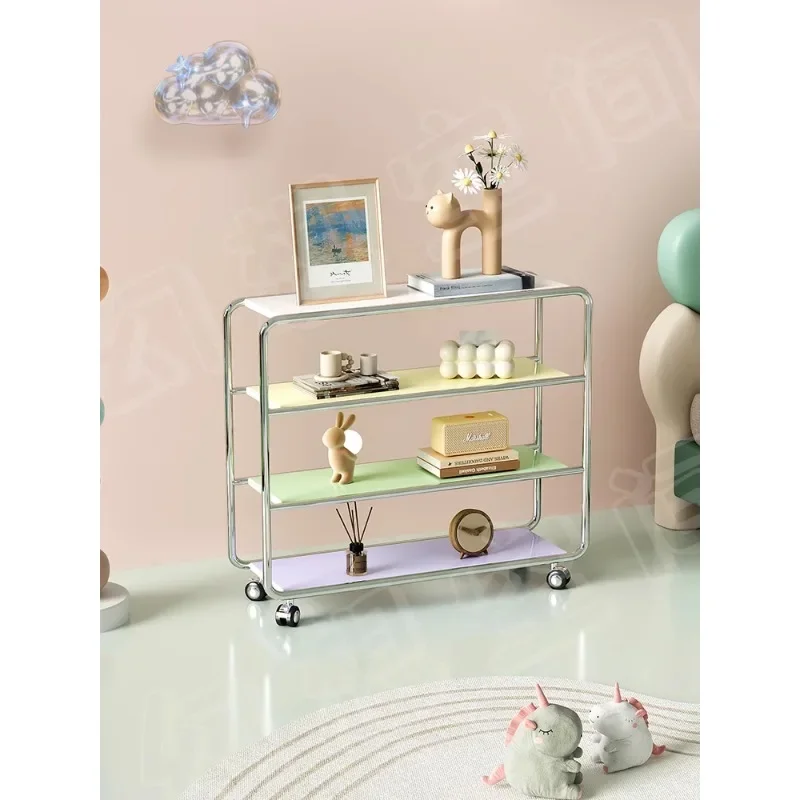 Cream of dopamine removable sofa side several stainless steel side cabinet bedroom storage shelf trolley