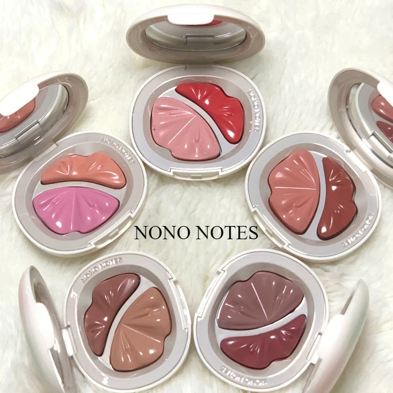 NONO NOTES Cosmetic 3D 2 Color Blusher Cream  Plate Expansion Contraction Nude Long-lasting Easy To Wear Natural Delicate Makeup