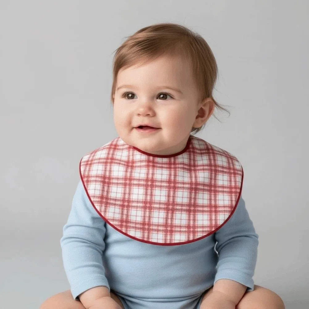 

Мягкий хлопковый слюнявчик для младенцев с принтом в клетку и цветы, поворотный на 360 градусов, защита от загрязнений, для мам