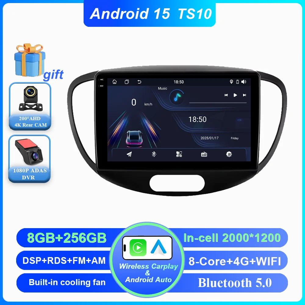 Android 15 Auto DVD Voor Hyundai i10 2007 2008 2009 2010-2013 Auto Radio Stereo Multimedia Speler GPS Navigatie 2din 4G Carplay