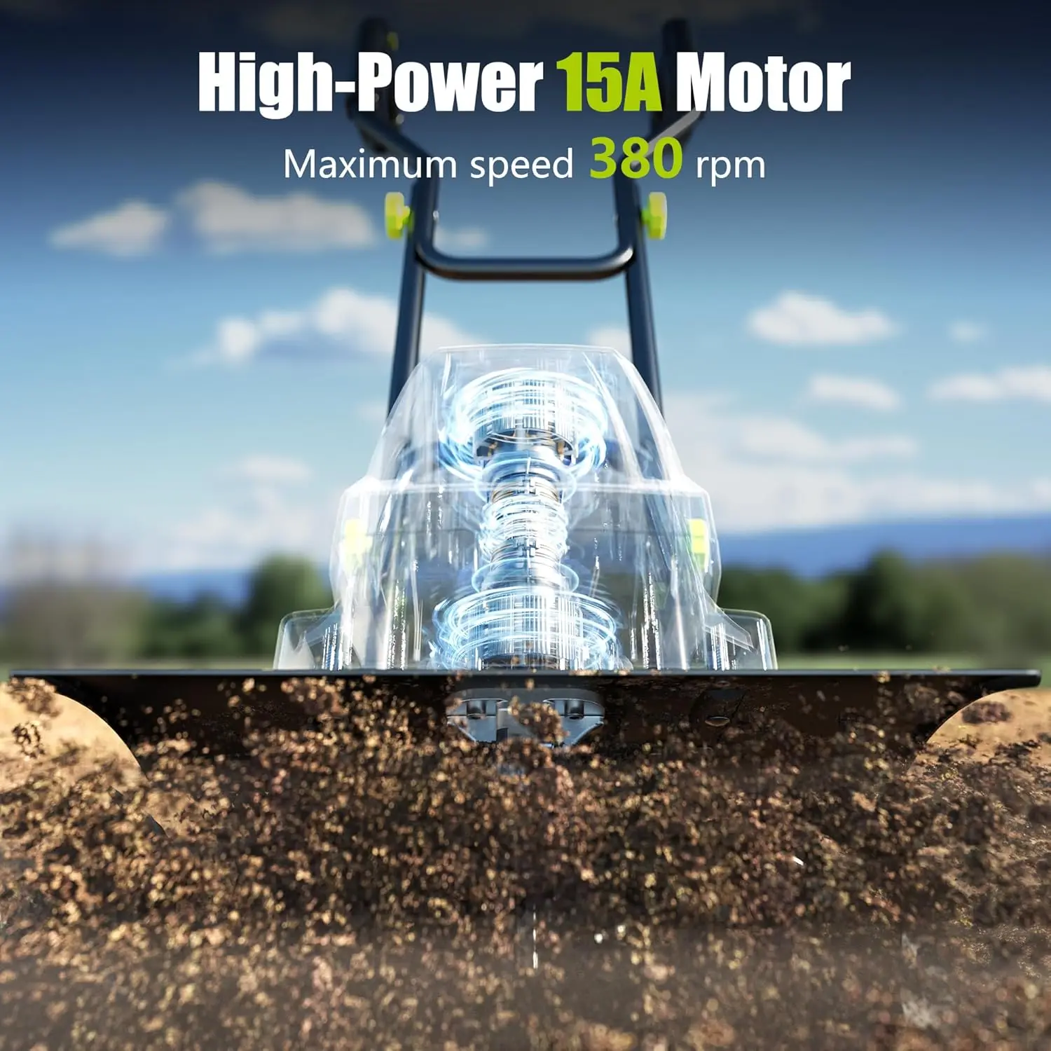 

Electric Tiller, 15-Amp 18-Inch Width 9-Inch Depth Corded Tiller Cultivator 24 Steel Tines Gardening Tiller with Wheels