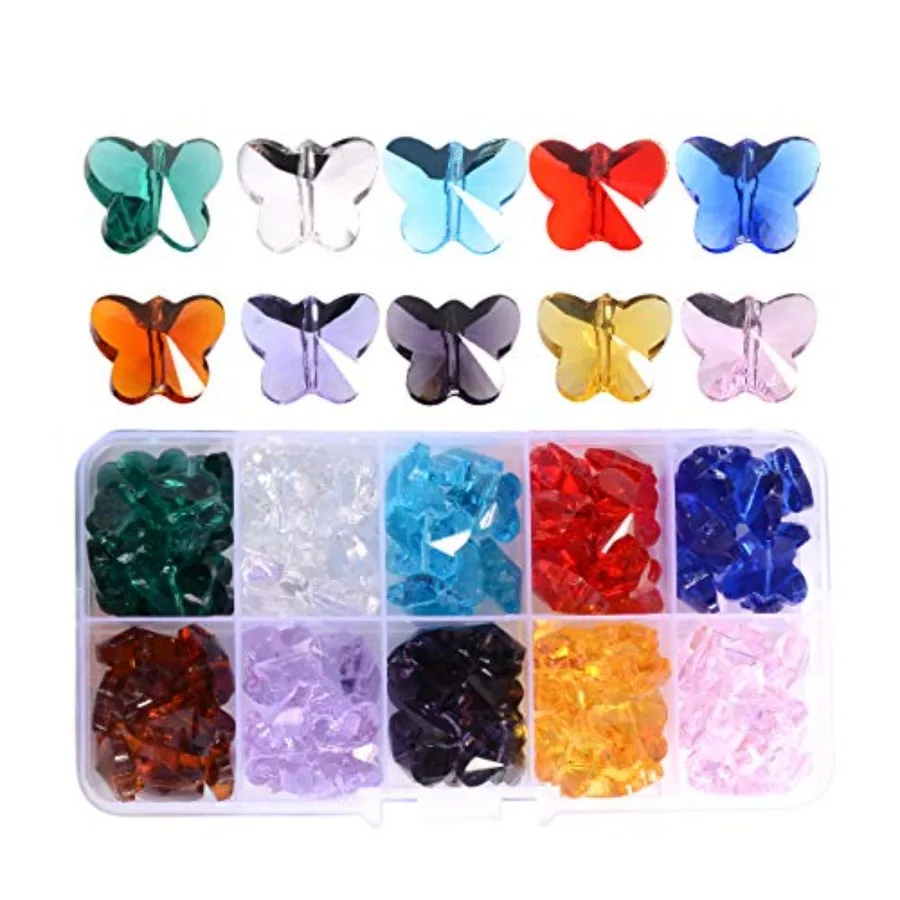

Quality Assurance 100pcs Crystal Butterfly Beads - 14mm Multicolor Glass Beads for Jewelry Making Chandelier Parts