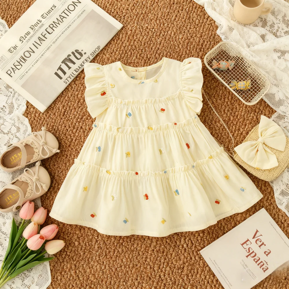 

Платья для девочек, летнее хлопковое платье с цветочным принтом для маленьких девочек, очаровательное платье принцессы для малышей, одежда для маленьких девочек