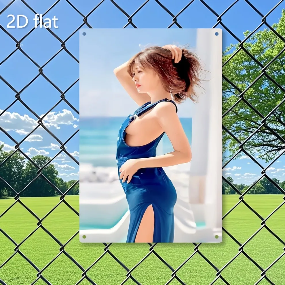 Metal Swimsuit Pose Wall Art - Weatherproof Iron Plaque Pre-Drilled Indoor Outdoor Home Garden Decor 20x30cm