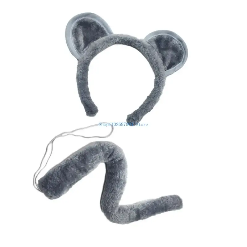 N7YF 2/4/6 マウスコスチュームアクセサリーセットマウス耳カチューシャテールメガネボウタイアクセサリーキット子供動物マウス衣装