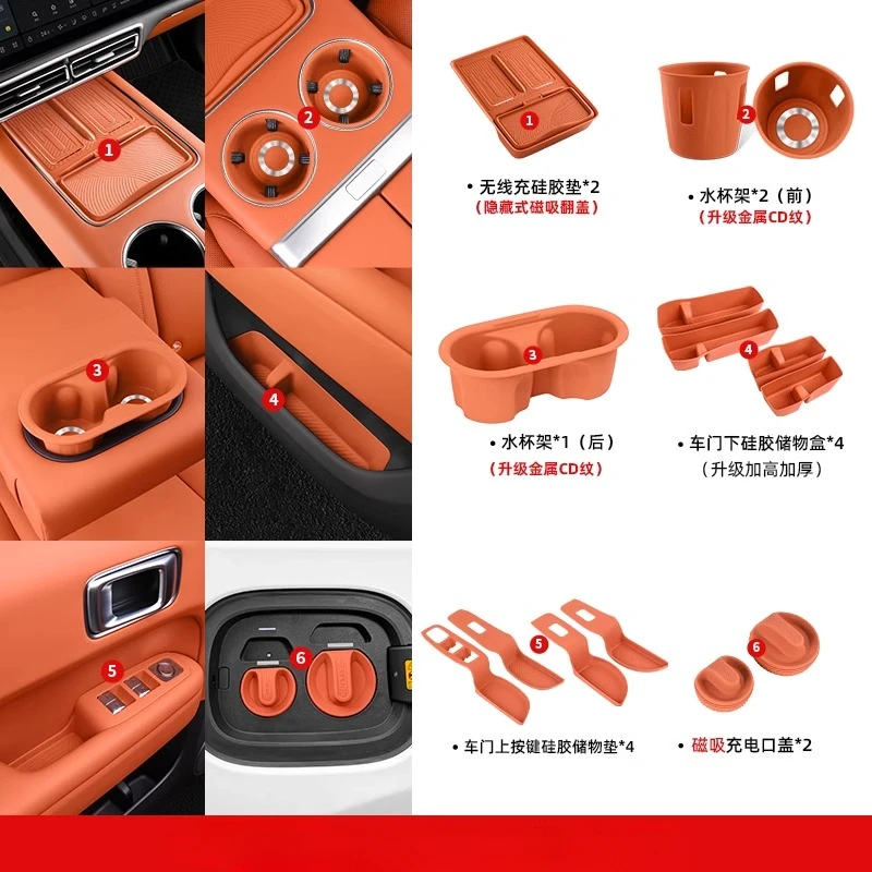 For LI XIANG L6 2024 Door storage box cushion silicone door slot cushion storage box car interior modification accessories
