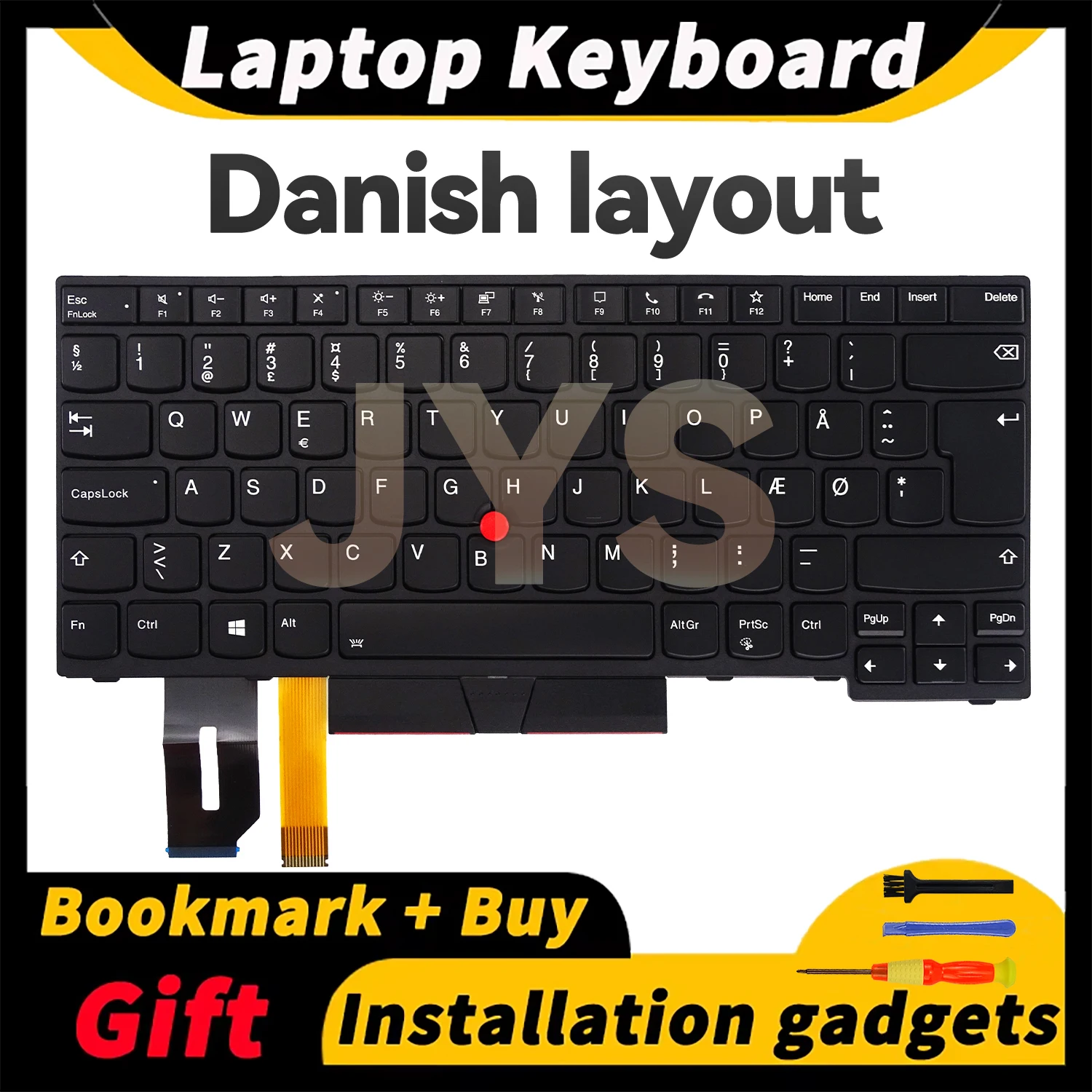 

Laptop replacement keyboard suitable for Lenovo Thinkpad T14 Gen1 Gen2/P14S Gen1 Gen2 Danish layout with backlight 5N20V43768