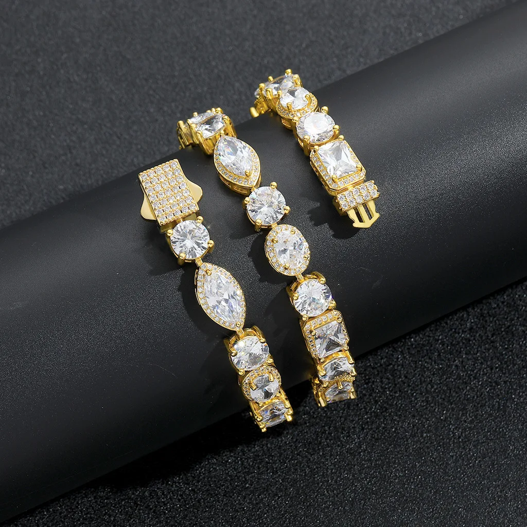 

Iced Round/Square/Drop CZ Chain Necklaces for Men Women 10mm Clear CZ Link Chain Necklaces Fashion Jewelry for Gift