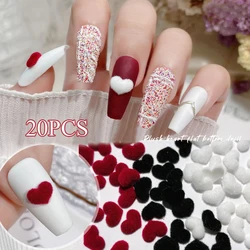 Breloque 3D en Velours pour Ongles, 20 Pièces, Accessoire d'Amélioration, Bijoux de Manucure à Faire Soi-Même, en Peluche, Amour, Cœur, Décor Artistique