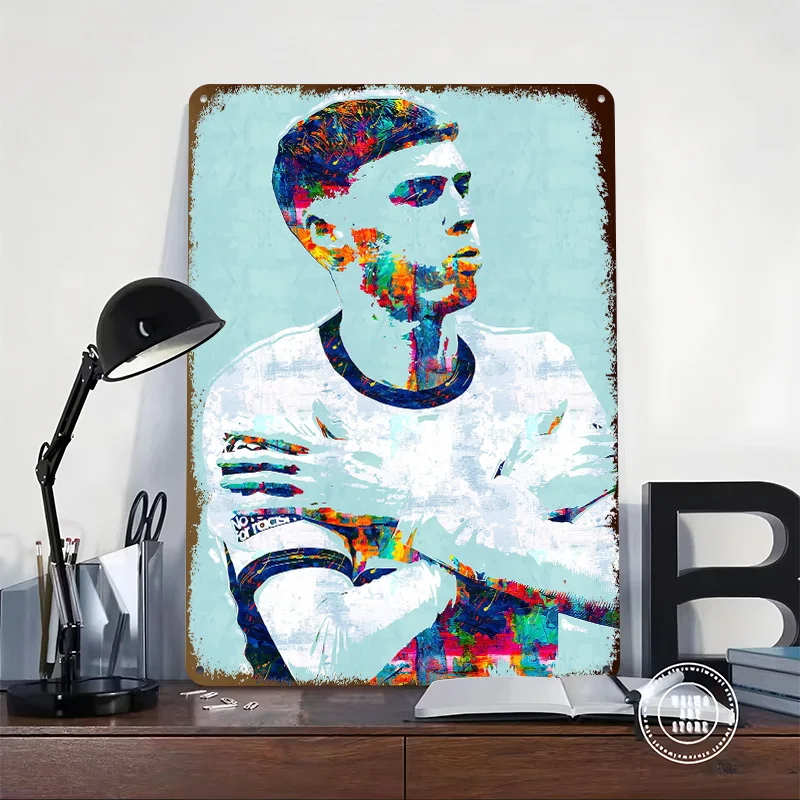 Colorful Portrait Cole Palmer Poster Customized Vintage Metal Signs Wall Art Retro Tin Plaque for Interior Accessories Wand Deko