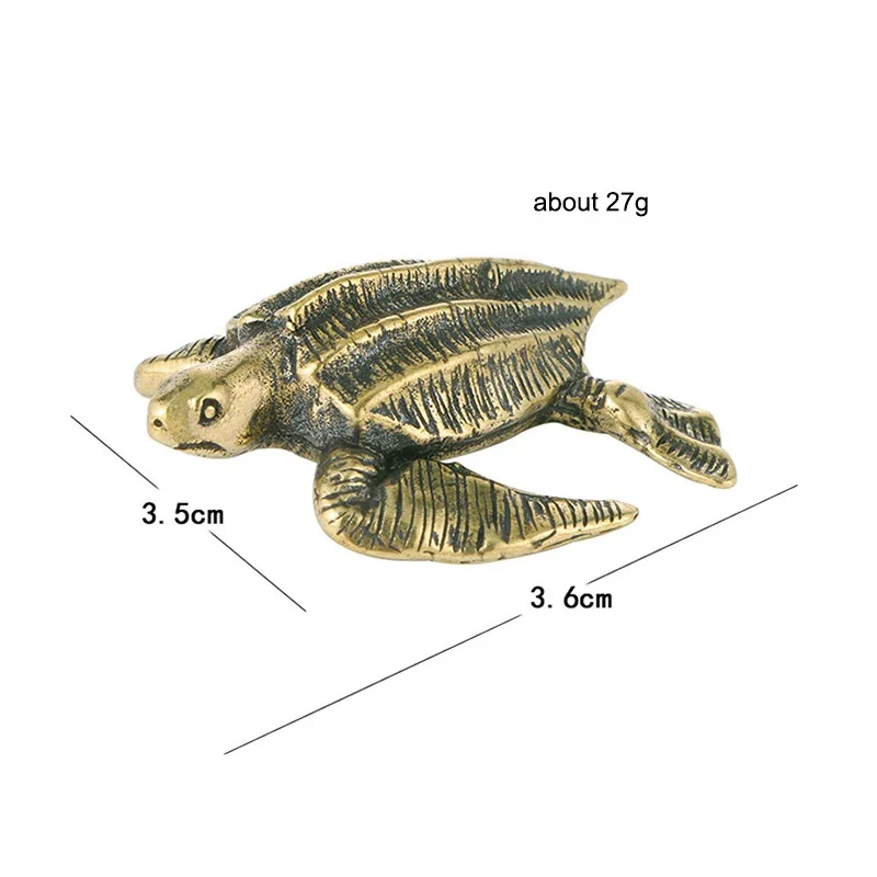 Solid Brass Sea Turtle Figurine Miniature Tea Pet Craft Desktop Small Ornament Animal Home Decoration Accessories Children Gifts