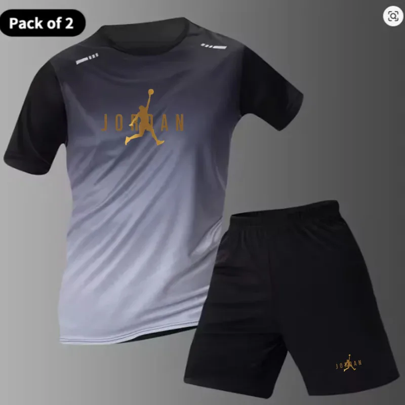 

Men's Active Quick Dry Crew Neck T-Shirt And Shorts Set Athletic Workout Short Sleeve Basketball Running Gym Sports Suit