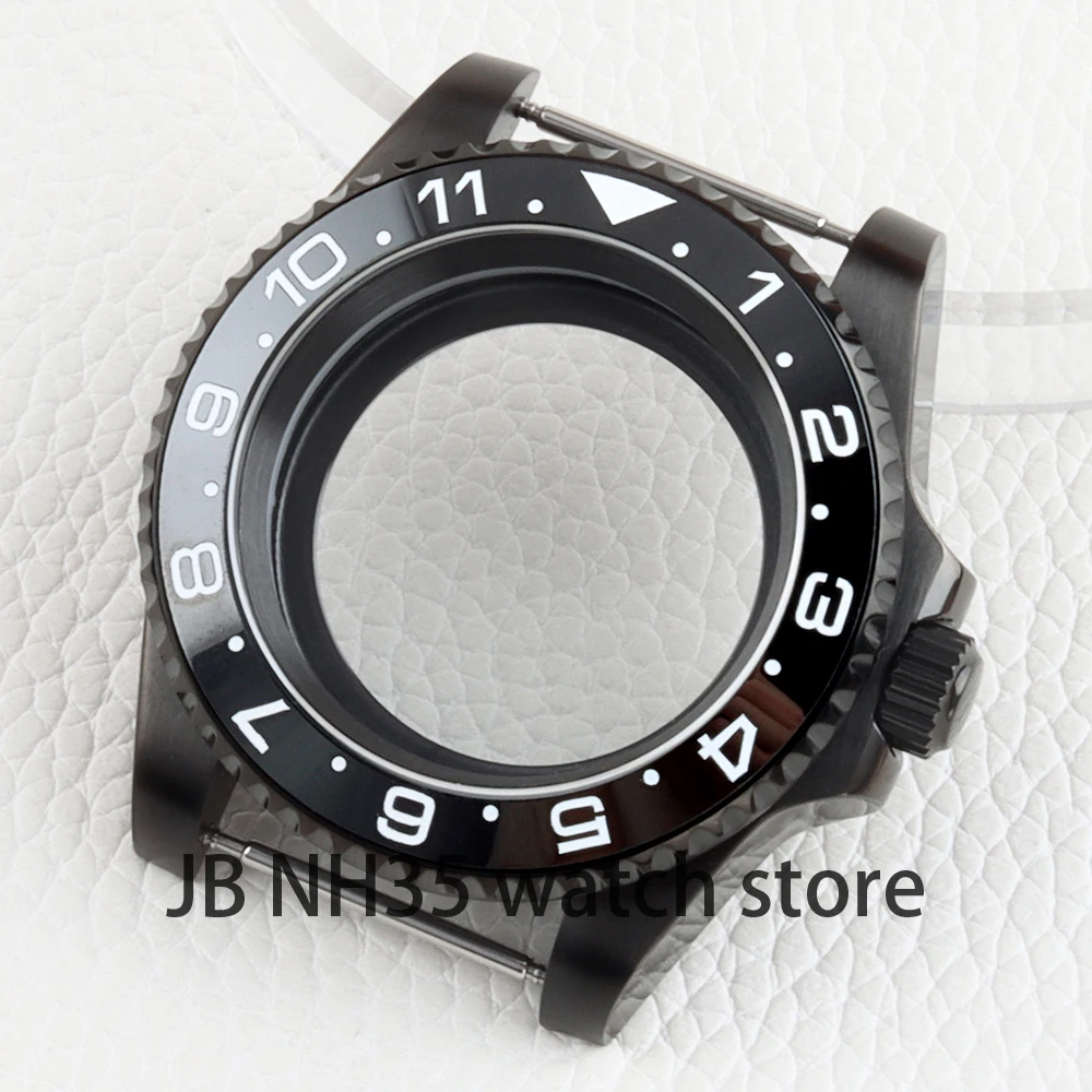 40mm NH35 Case Black PVD for GMT NH34 NH35 NH36 movement 28.5mm Dial Sapphire Submariner Watch Case Stainless steel Waterproof