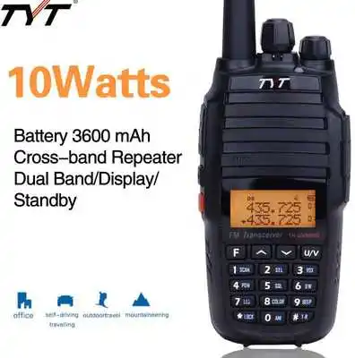 TYT-TH-UV8000D Walkie Talkie, 10 km Dual Band, VHF, UHF, 10W Radio, 3600mAh, Cross-band Repeater Function TH UV800D 8000E