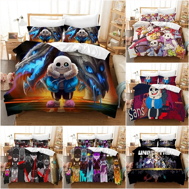 

High Quality 3D Printed Undertale Game Frisk Sans Papyrus Pattern Duvet Cover with Pillow Cover Bedding Set for Bedroom Decor