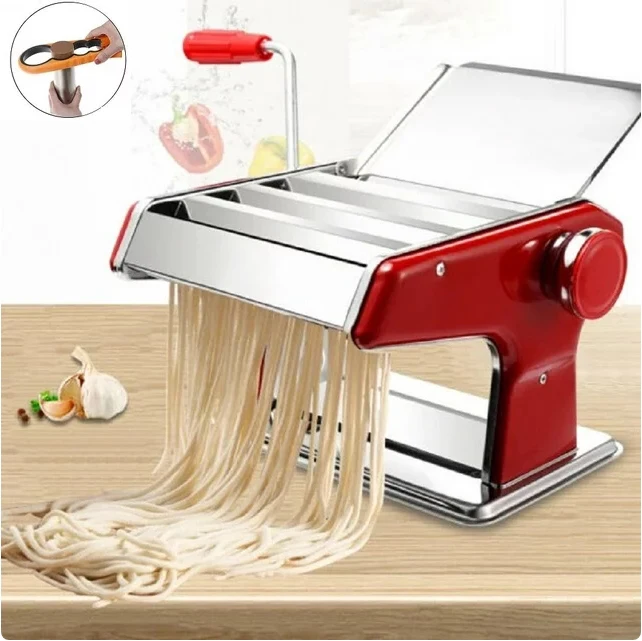 

Stainless Steel Manual Pasta Maker Machine With Adjustable Thickness Settings PLUS a Jar Opener (Gift)