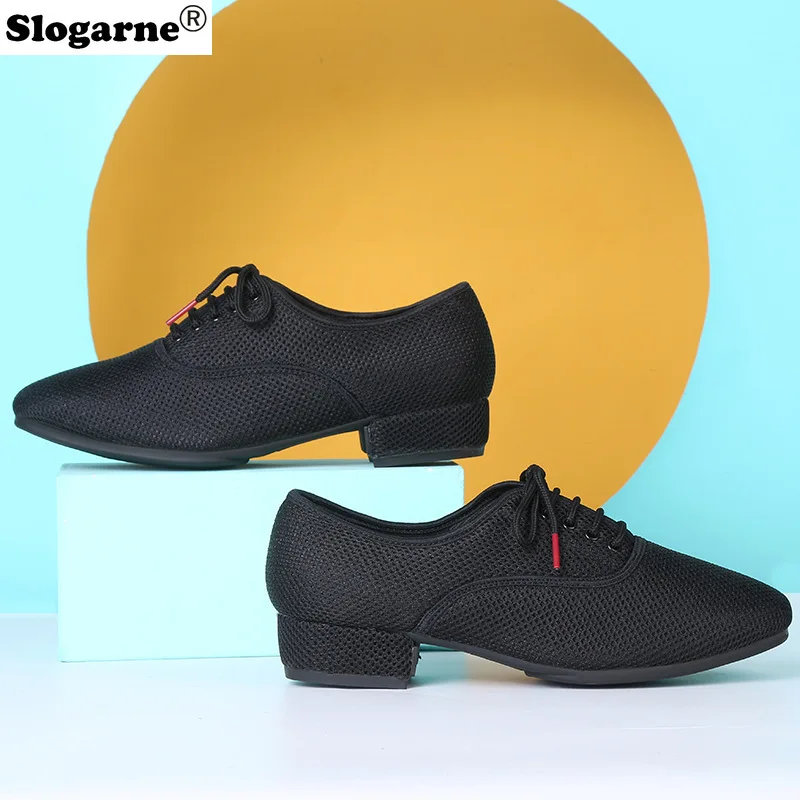 Mesh Modern Dance Shoes Men Latin Shoes Male Breath Soft Jazz Waltz Ballroom Dance Shoes Man Salsa Dancing Sneakers Stage Wear