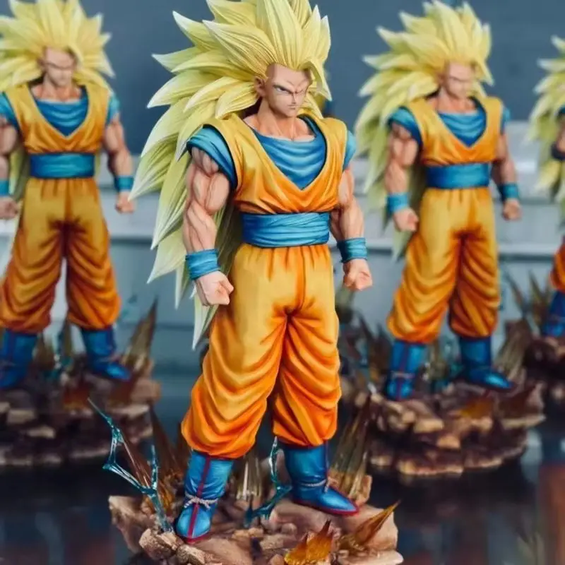 35 см/13,78 дюйма Dragon Ball Z Son Goku Ssj3 Фигурка Светодиодная база Super Saiyan 3 Goku ПВХ Фигурки Коллекция Модель Игрушки Подарки