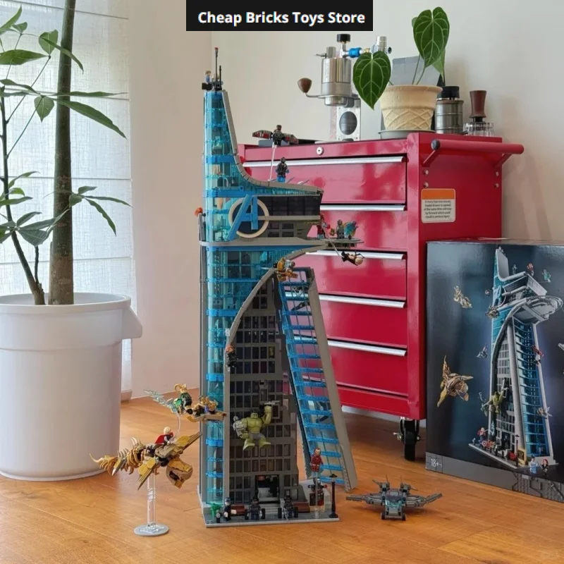 Modèle de tour de quartier général futuriste, Cadeaux de Noël pour adultes, 5201 pièces, Briques de construction, Blocs de construction, Super-héros, Grattouille, Maquette à assembler