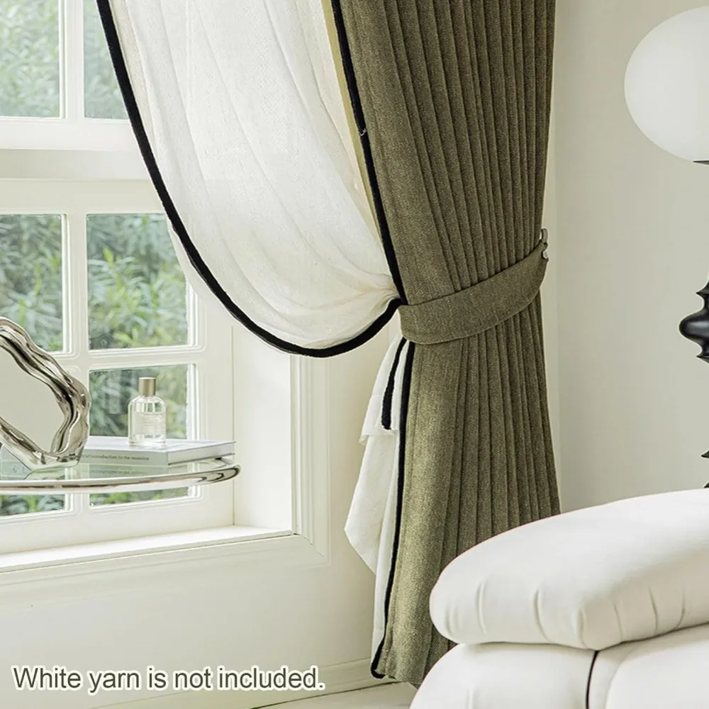 Faux Linen Textured Blackout Curtains, 1 Panel Farmhouse Style Window Drapes for Living Room and Bedroom, Natural Green Tones