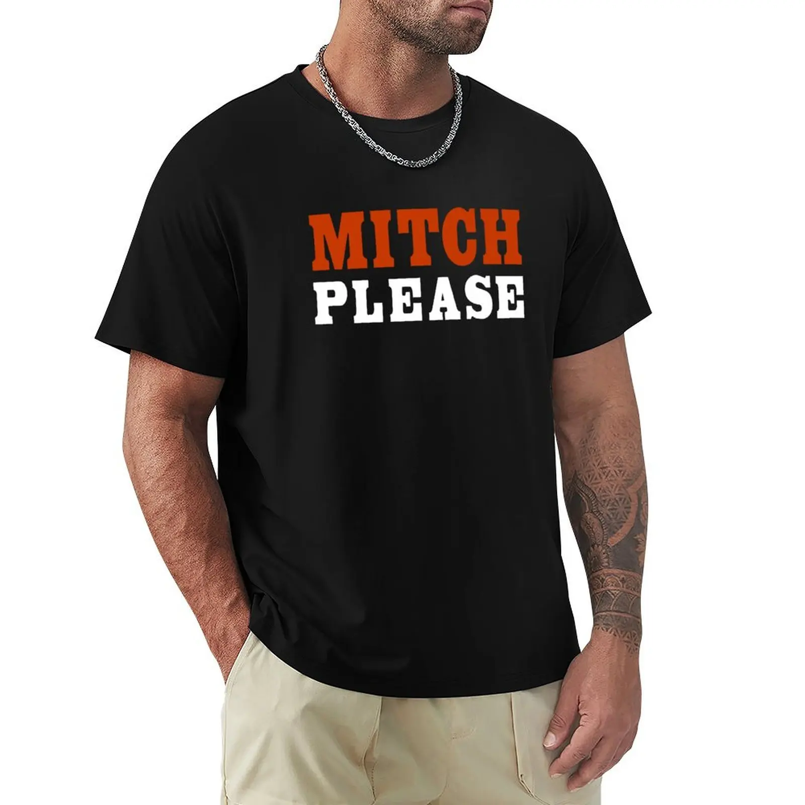 

Mitch Please T-Shirt blue archive cotton man t-shirts graphics t shirt men 100℅ cotton