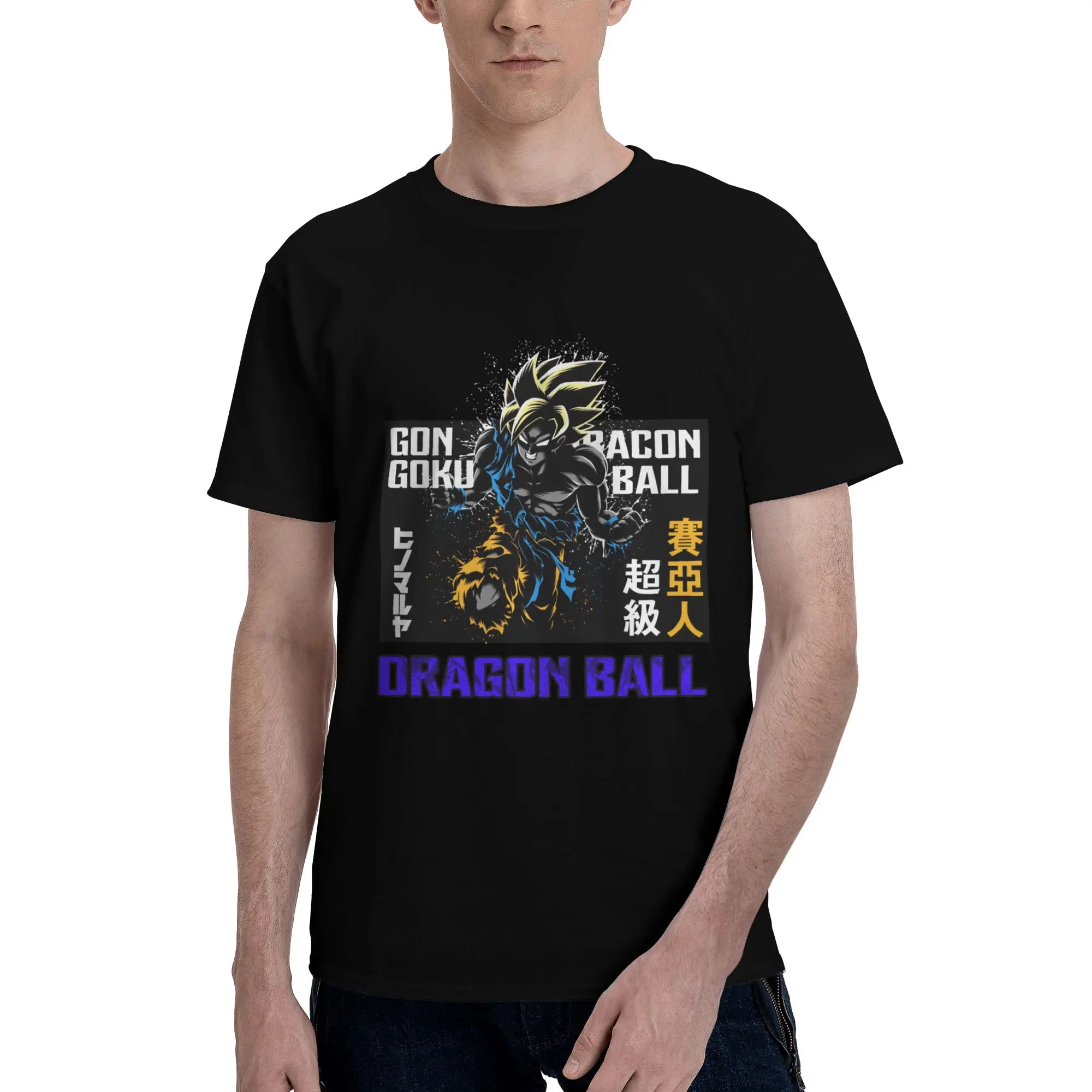 

Мужская одежда Bandai Dragon Ball, футболка с изображением Гоку, повседневная футболка с короткими рукавами, 100% хлопок